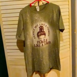 Very cute army green bleached t-shirt